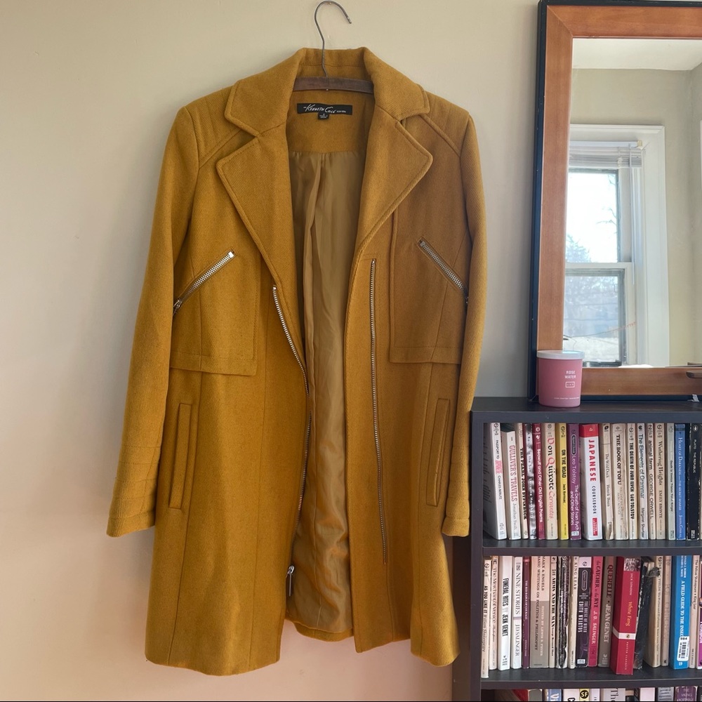 Kenneth Cole Warm Yellow Wool Blend Coat Sz 2